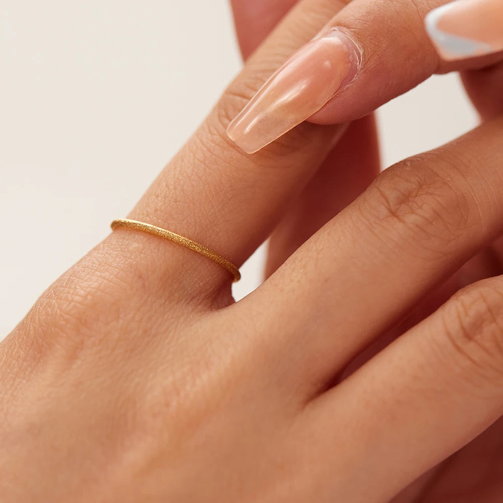 Cheap Price Stainless 18K 2MM Sand Scrub Simple Rings Wholesale Custom Waterproof Fashion Jewelry Rings