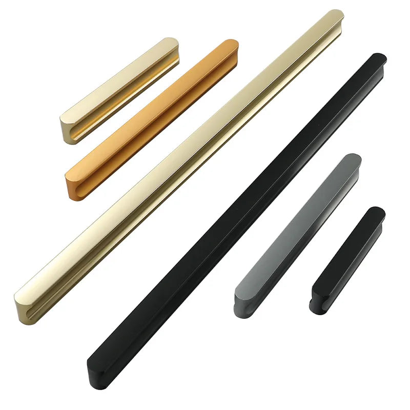 Modern School Furniture Handles and Knobs Black Silver 64-1160mm for Wardrobe Cabinet Dresser Drawer