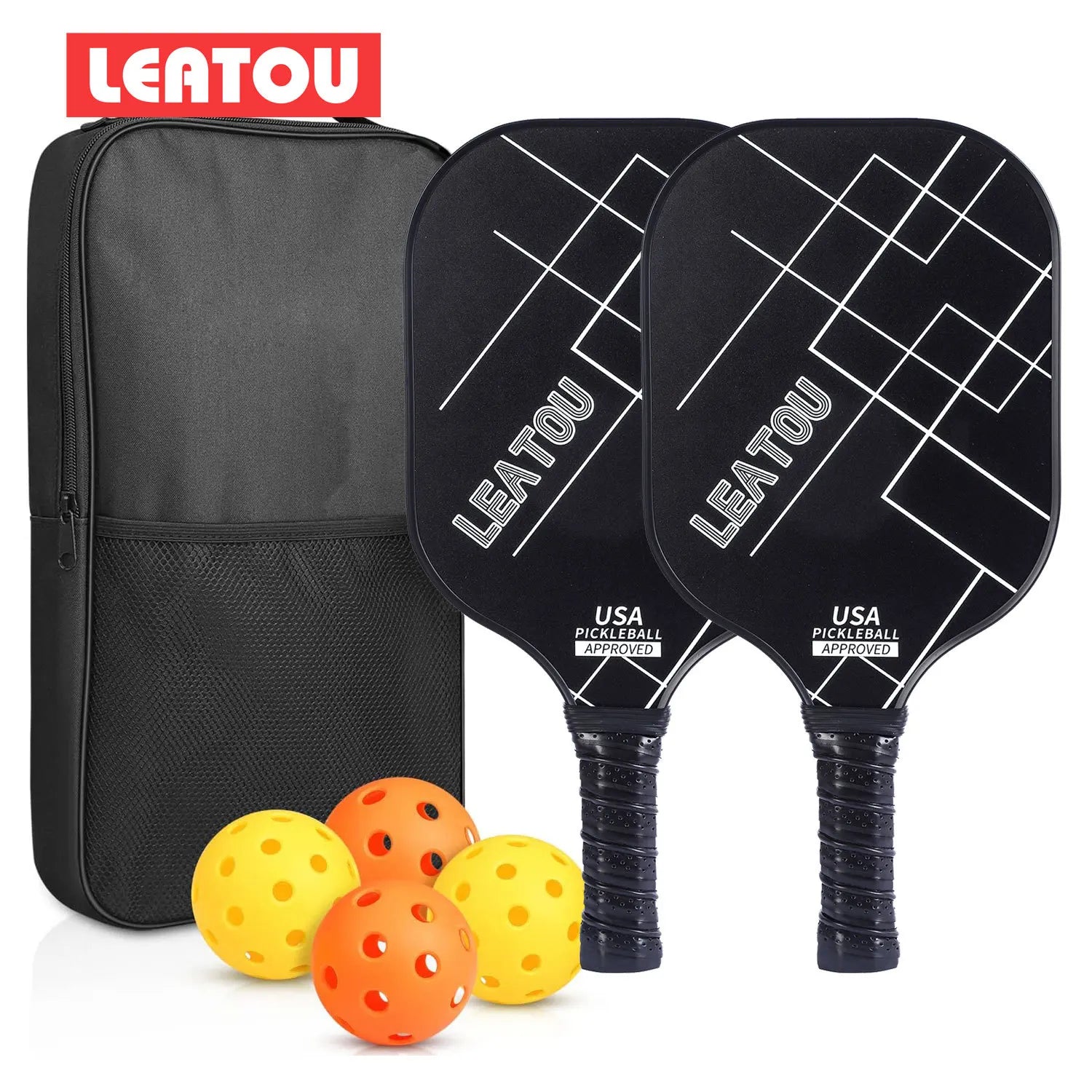 LEATOU Lightweight Fiberglass Pickleball Paddles Set of 2 USAPA Approved with PP Honeycomb Core for Children