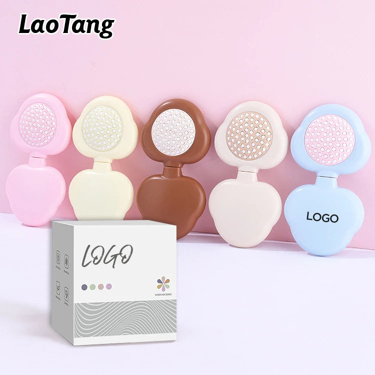 Laotang New Design Custom Logo Mini Folding Travel Hair Brush With Back Mirror