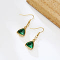 ORDRM statement geometric long women dangle elegant sparkling triangle jade green gemstone stainless steel drop earrings