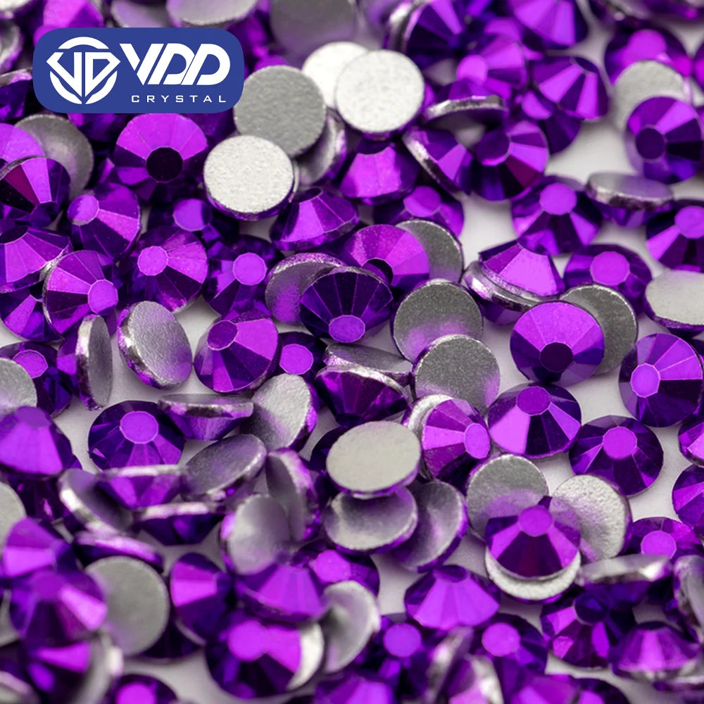 VDD 182 Metallic Grape SS4-SS30 Glass Rhinestones Crystal Flatback Glitter Strass Stones For DIY Crafts Nail Art Decorations