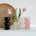 Modern Ins Style Simple Crystal Glass Cylinder Vase Art Deco for Wedding Home Living Room Water Flower White Pink Candle Holder