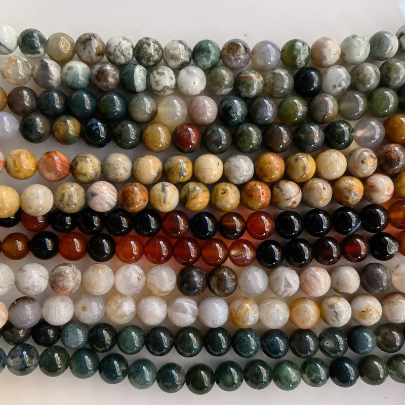 8mm Tree India Crazy Dream Moss Botswana Sardonyx Rainbow Cherry Agate Gemstone Beads Loose Stone Beads for Jewelry Making