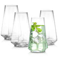 Creative Four Corners Square Cocktail Highball Glasses 500ml Clear Juice Glass Cups
