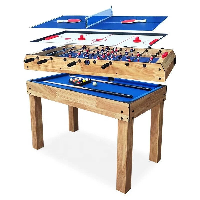 Factory  Offer  47'' 4 in 1 Multi Game Soccer TablePool Table Air Hockey and Table Tennis Table with Telescopic Rod Foosball