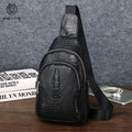 SCHLATUM Men's Genuine Leather Vintage Chest Bag Zipper Sport Casual Crossbody Sling Bag Crocodile Pattern Large