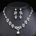 Wholesale New Luxury High Quality Bridal Dress Statement Pearl Diamond Necklace Earring Set Wedding Women