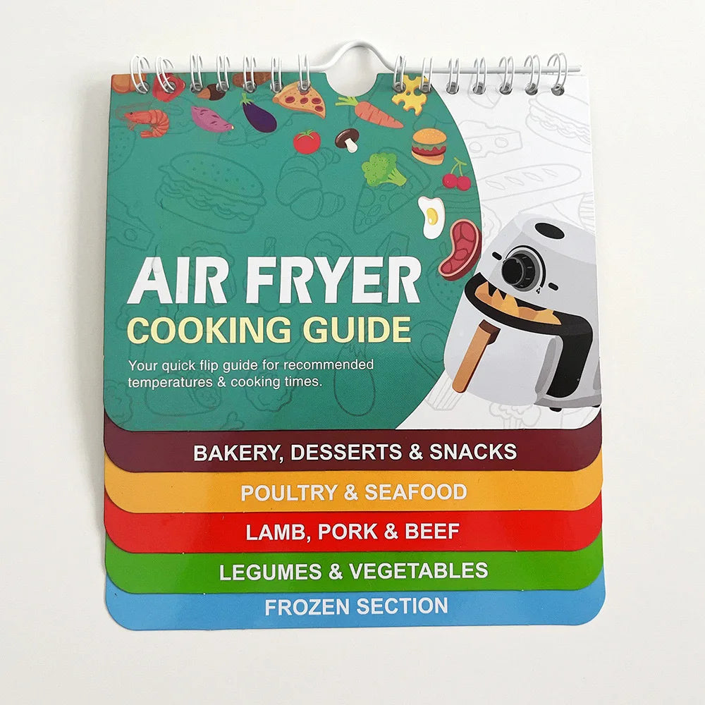 New Air Fryer Accessories Magnetic Shape Design Cheat Sheet Airfryer Cooking Times Chart Fridge Portable Guide for Kitchen Use
