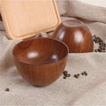 Creative Natural Wooden Salad Soup Bowl Anti-Scald Flat Base Eco Friendly Jujube Wood Rice Bowl