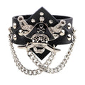 Hip Hop Punk Style Bracelet Caribbean Pirate Skull Wide Leather Bracelet Personalized Metal Rivet Bracelet Male