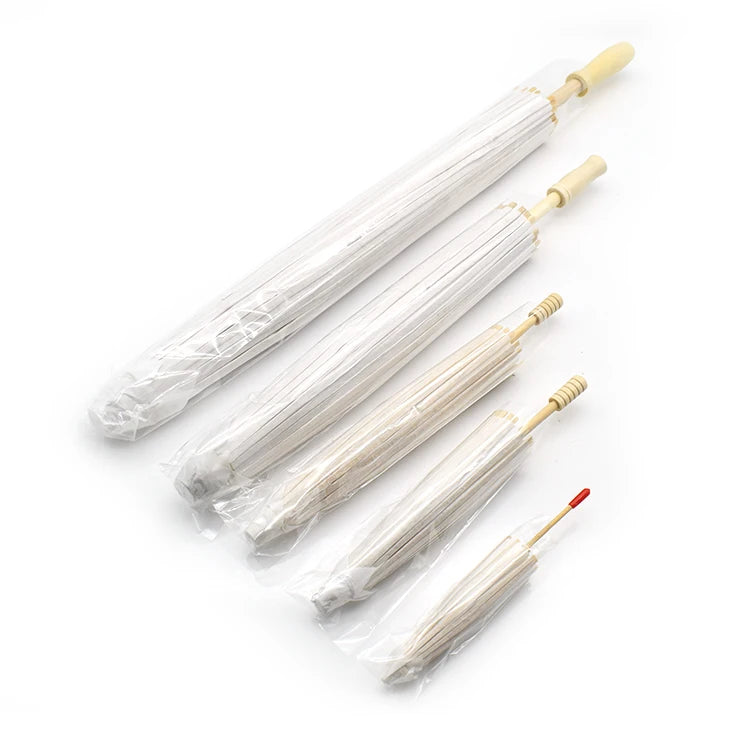 Wholesale Blank Wooden Handle Umbrella White Paper Parasol Umbrella for Wedding