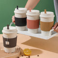 Eco Friendly Reusable 16 oz Takeaway Plastic BPA Free Wheat Straw Fiber Coffee Cup with Lid