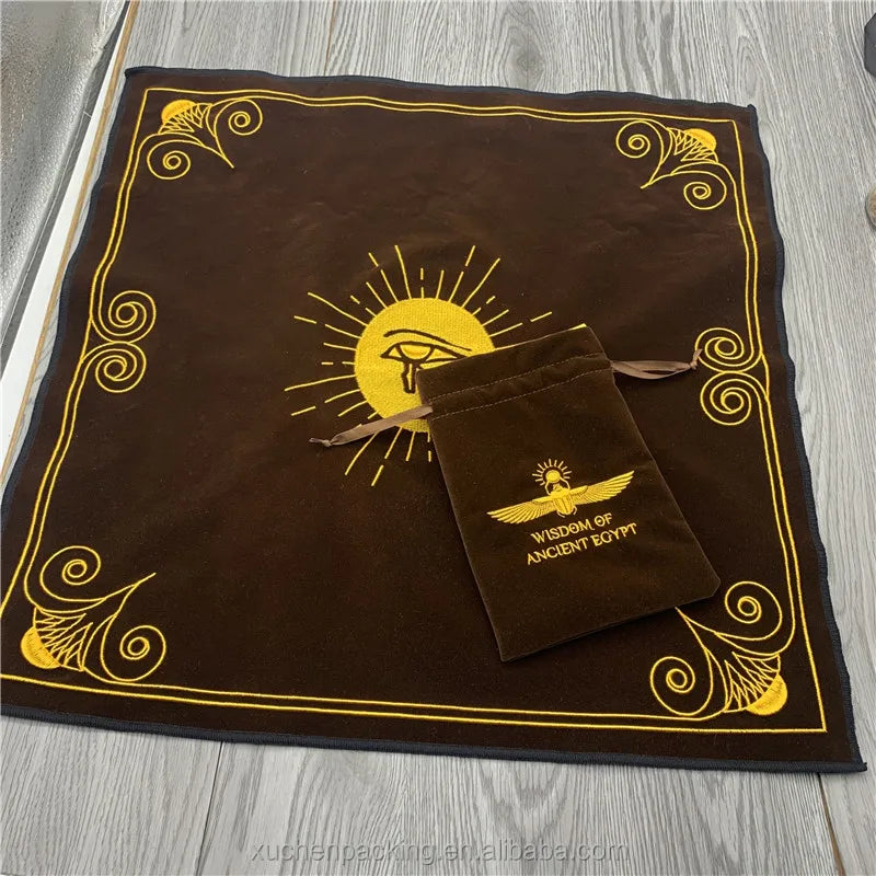 Custom Brown Vintage Altar Tarot Table Cloth Velvet Tarot Cards Table Cloth