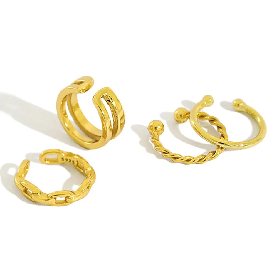 Trendy Jewelry Ear Cuff 925 Sterling Silver 18K Gold Plated Cuff Earrings for Women