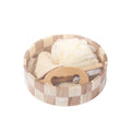 Promotional 6pcs Bath Accessory Set Wooden Heart Box with Sisal Sponge/Comb for Spa or Home Decor Bath Gift Set