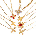 MC190 Wholesale Gold Plated Stainless Steel Cubic Zirconia Cross Pendant Necklace Clavicle Chain Fashion Pendant Necklaces
