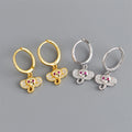 Fashion 18k Gold CZ Diamond 925 Sterling Silver Elephant Animal Drop Earrings for Women