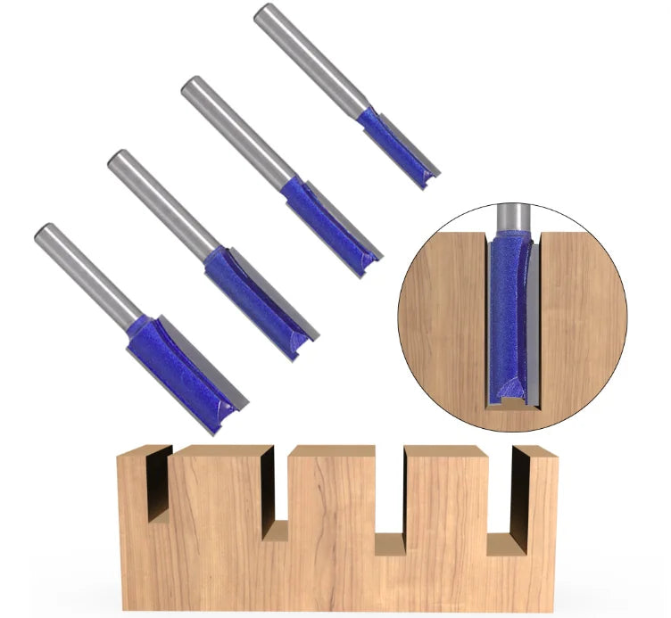 L-N299 1PC 1/4 Inch Shank YG6 Carbide Straight Router Bit 1/4'' 3/8'' 5/16'' 1/2'' in Blue Color Professional Grade