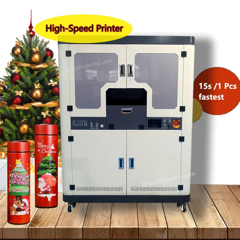 New High Speed Uv Sports Water Cup Printing Machine  Ricoh Head Varnish Plastic Bottle Printer