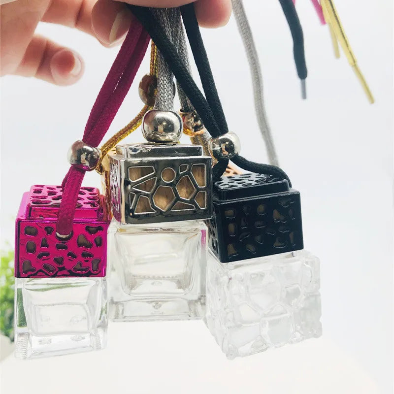 8ml 10ml Square Bottle for Car Fragrance Pendant air Freshener Empty Perfume Glass Bottle Hanging Diffuser Fancy Perfume