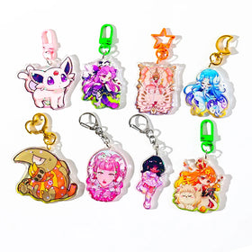 CNAWO Custom Cartoon Anime Gradient Acrylic Keychain UV Printed Translucent Acrylic Charm with Clear Epoxy Hologram