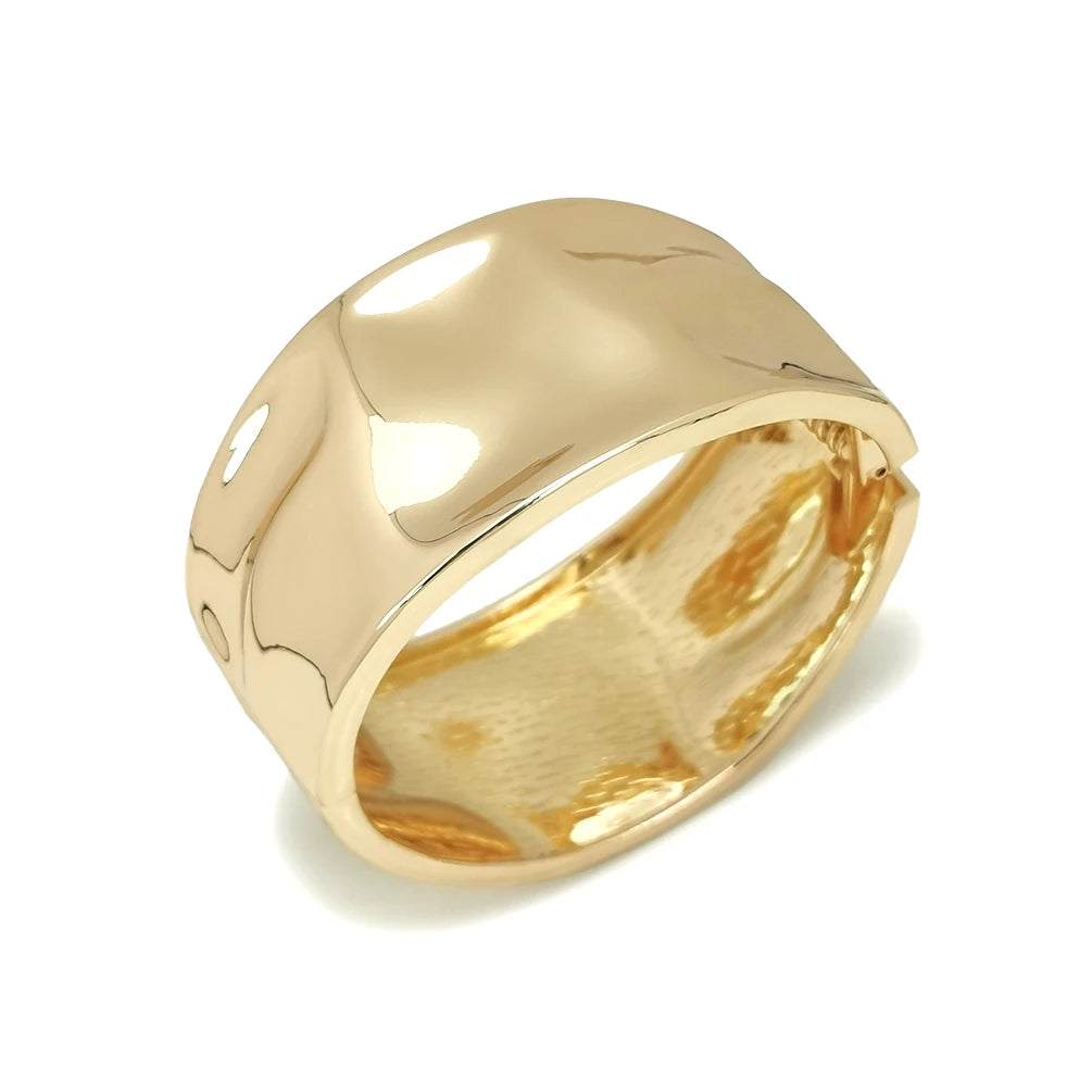 HANSIDON New Bright Irregular Shape Surface Trendy Bracelets Gold Plated Cuff Bangle Indian Jewelry Party Gifts Accessories
