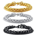 Fashion Trendy Stainless Steel 2pcs Pack 21cm  Double Layers Layered Men Chain Bracelet Set Jewelry