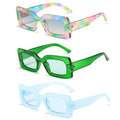 Colorful Rainbow Rectangular Sunglasses UV400 Custom Logo Sunglasses for Women Girls Ladies