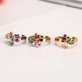 Light Luxury Rainbow Diamond Stainless Steel Multi Gemstone Simple Heart Stone Rose Gold Finger Ring Jewelry Women