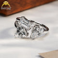 Goldleaf Custom Trendy Style Fine Jewelry Ring 3 Stones 5A Cubic Zirconia S925 Silver Wedding Ring for Parties Anniversaries