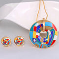 DAIHE Dubai Fashion Colored Painted Gold Plated Enamel Necklace Earrings Jewelry Set