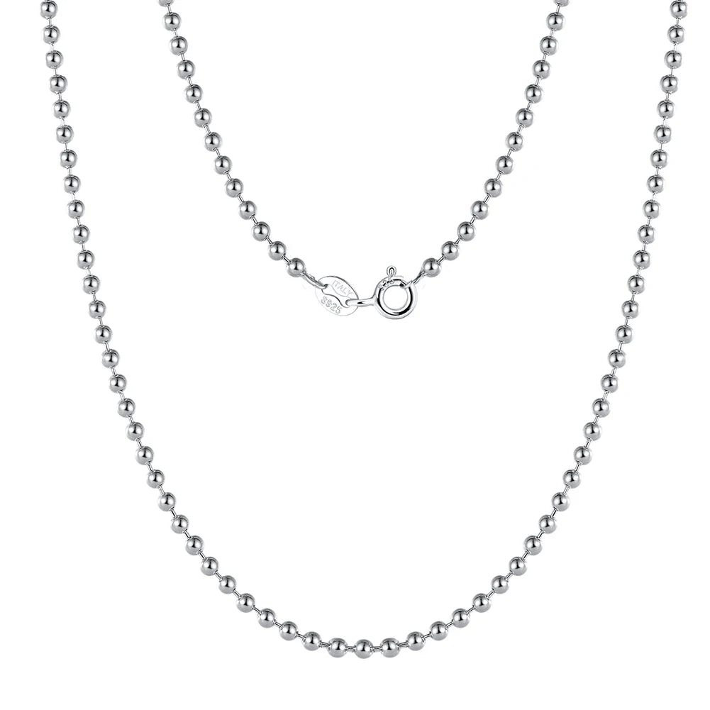 RINNTIN SC24 Dainty 1.2mm 2.0mm 2.5mm 925 Sterling Silver Bead Ball Chain for Women Man