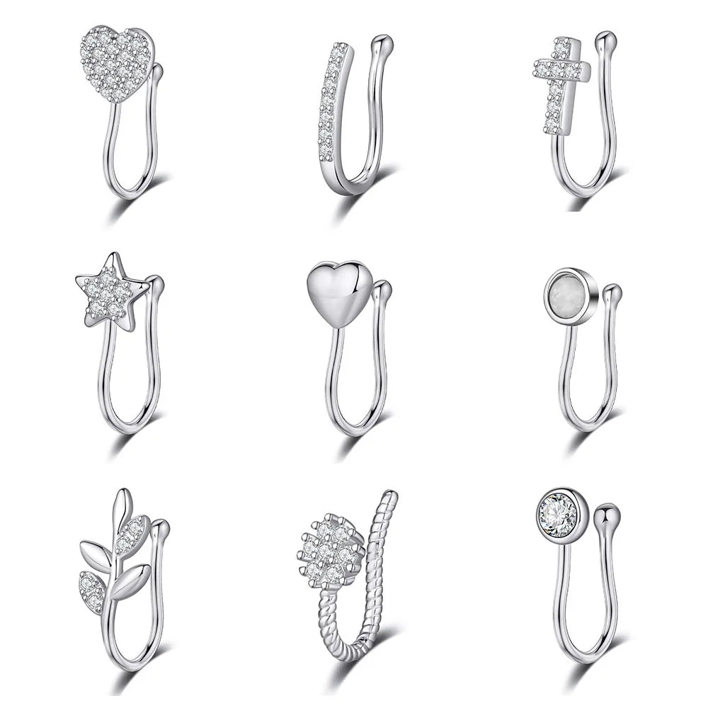New Design Surgical Steel Stars Love Cross Geometry Non-Piercing Nose Rings Trendy Nose Cuffs for Weddings and Gifts