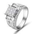 Huitan Manufacture Women's Square Zircon Rings Luxury Full CZ Zirconia Promise Wedding Engagement Bridal Ring