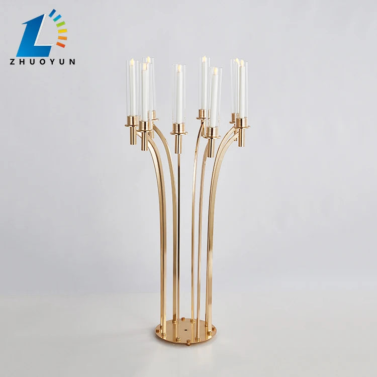 New Listed Modern Table Centerpiece Party Wedding Decoration Iron Metal Gold Candle Holder