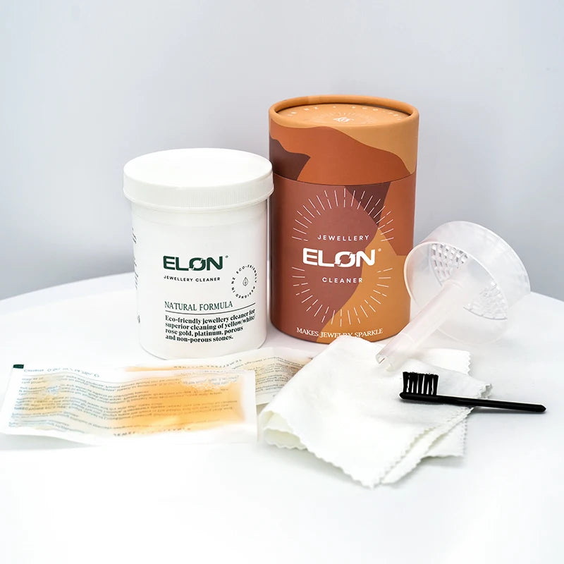 ELON Natural Environmental Jewelry Cleaner Solution Kit Polishing Cloth Alcohol Free Biodegradable Liquid RoHS TSCA PR65
