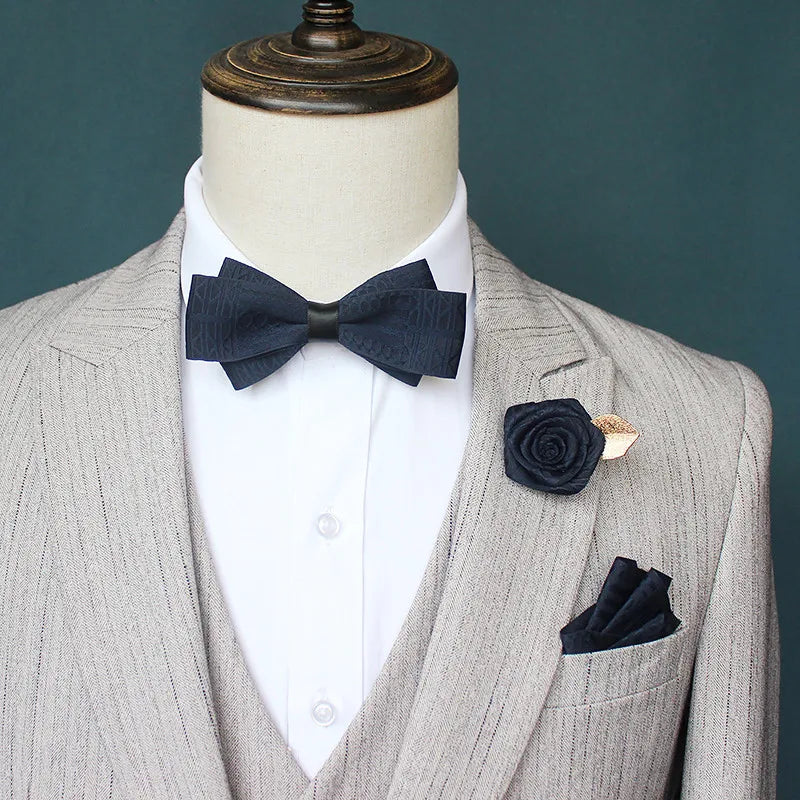 Bow Ties for Men 3pcs Mixed Self-Tie Bow Tie and Pocket Square Set Classic Formal Tuxedo Wedding & Party Bowtie Set