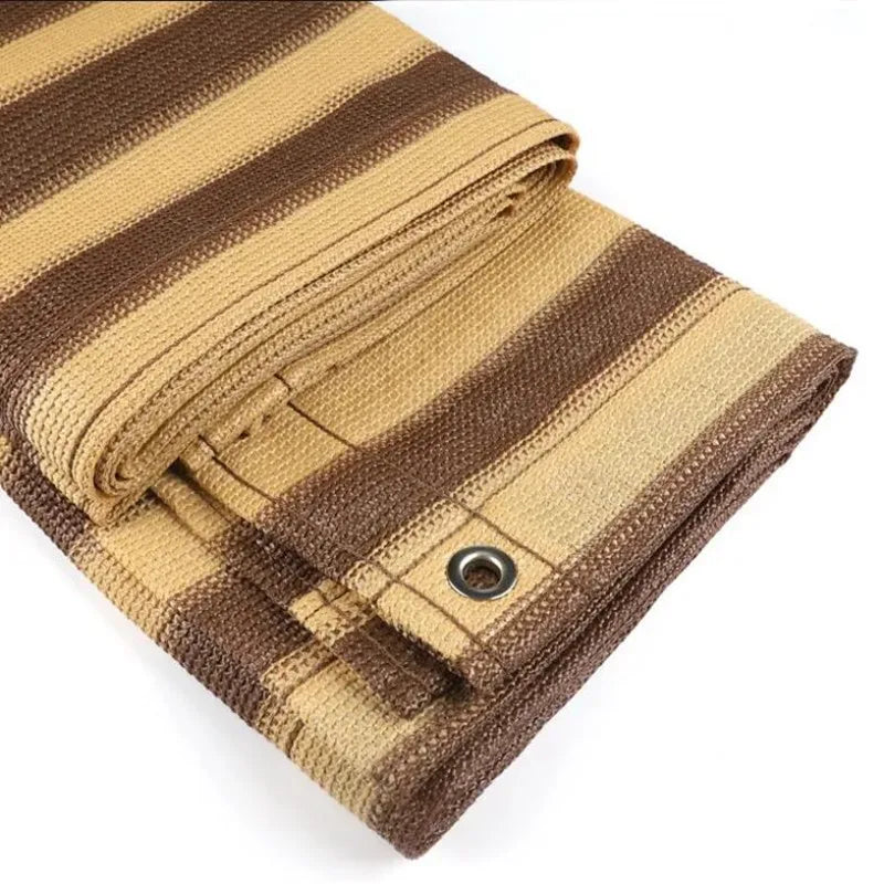 New Coffee Brown Stripe Sunshade Net Garden Bonsai Succulent Plants Sun Shelter Cover Patio Pergola Shading Tent Outdoor Awning