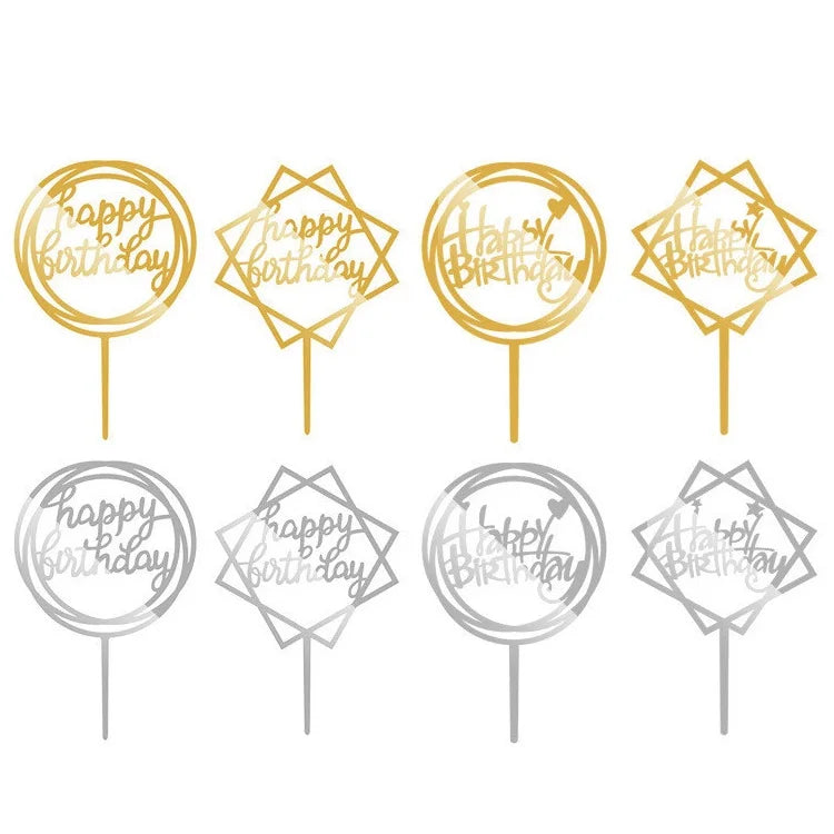 In Stock Gold Glitter Custom Personalized Wedding Happy Birthday Acrylic Cake Topper for Cake Shop XQ255