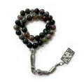 Beautiful Religious Agate Silver Plated Islamic Prayer Beads / Small Mini Tasbeeh Rosaries Set