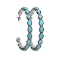 C Shape Turquoise Dangle Metal Large Oval Earrings Vintage Statement Teardrop Earrings Bohemian Delicate Cowgirl Hoop Earrings
