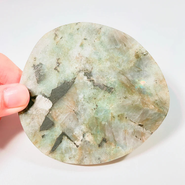 HZ Best Seller Crystal Slices Large Crystal Coaster Labradorite Gemstone Coaster Dish