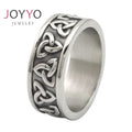 Trendy JoyYo Jewelry 316L Stainless Steel Celtic Knot Band Ring Logo Engraved Jewelry