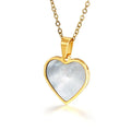 Retro Mother's of Pearl Shell Necklace 18K Gold Plated Stainless Steel Love Heart Pendant Necklace for Women