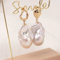 Tianmeng Women's Classic Silver Plated High Quality 15-18 mm Cultured Freshwater Baroque Pearl Stud Earrings