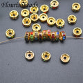 Fashion Design Wholesale Gold Color 2x6mm Shiny Colorful Rhinestone Pave Round Spacer Beads for DIY Jewelry Necklace Bracelet