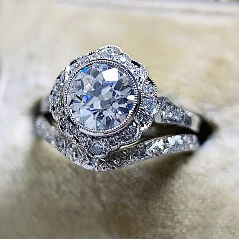 CAOSHI Wedding Rings Set 2025 New Design 925 Silver Coating Round CZ Diamond Bridal Promise Ring Set for Women