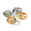 Women's Stainless Steel Finger Rings Hypoallergenic Fashion Jewelry 18K Gold PVD Popular Gem for Weddings Engagements Gifts