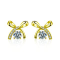 Fine Jewelry 925 Sterling Silver Cute Bow Shape 3mm 4mm Sparkling Moissanite Stud Earrings for Women Girlfriend Valentine Gifts